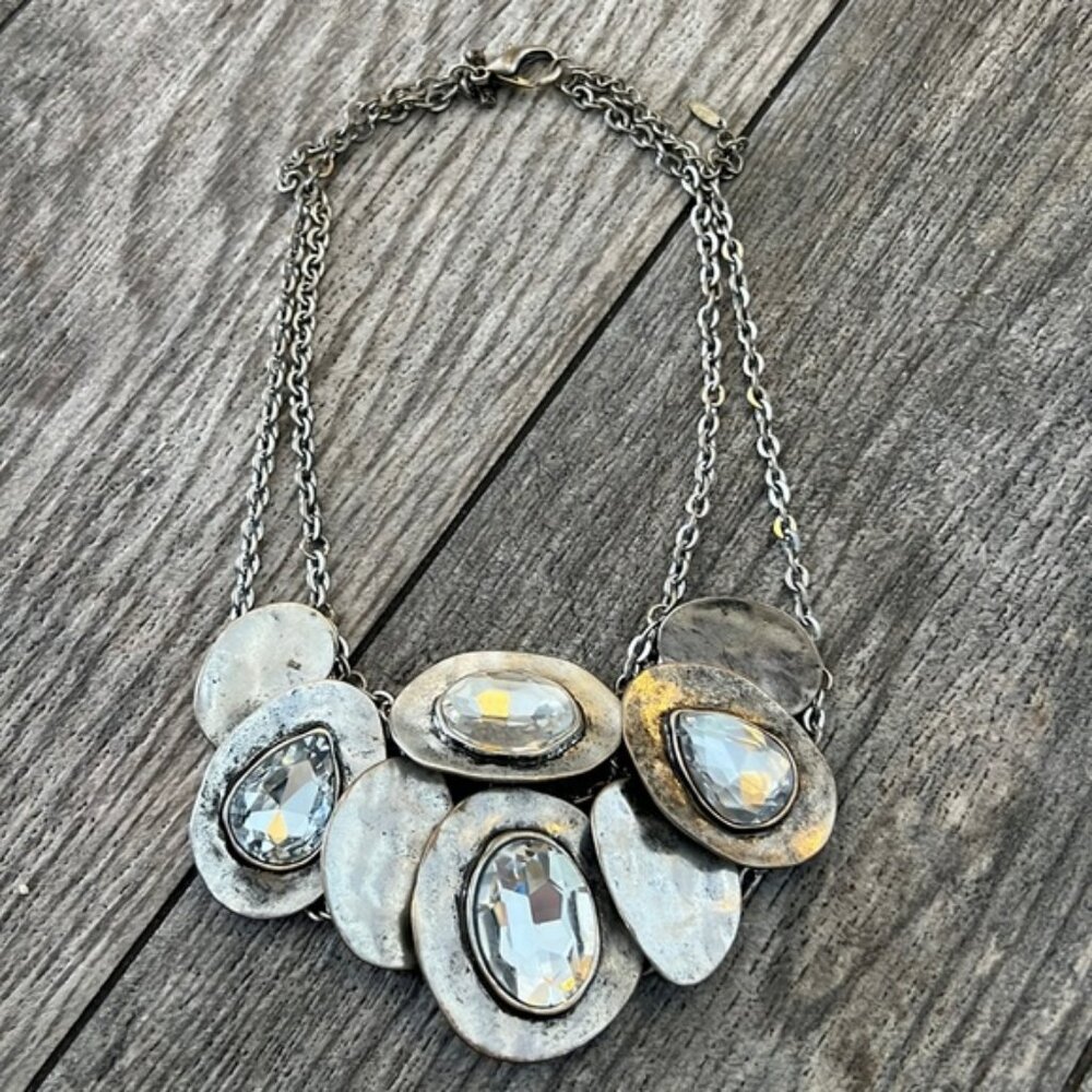 In pink silver statement necklace